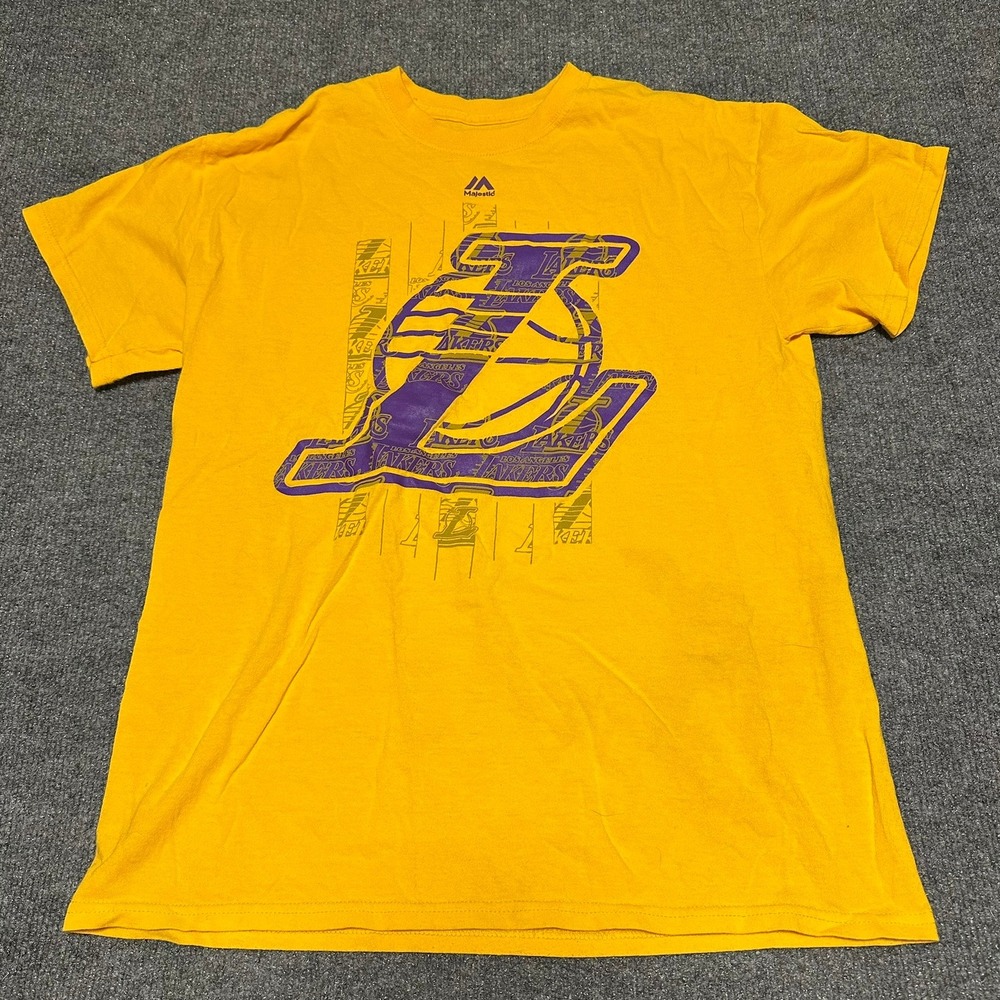 Majestic Los Angeles Lakers Graphic T-Shirt Yellow Mens Size Medium NBA Tee